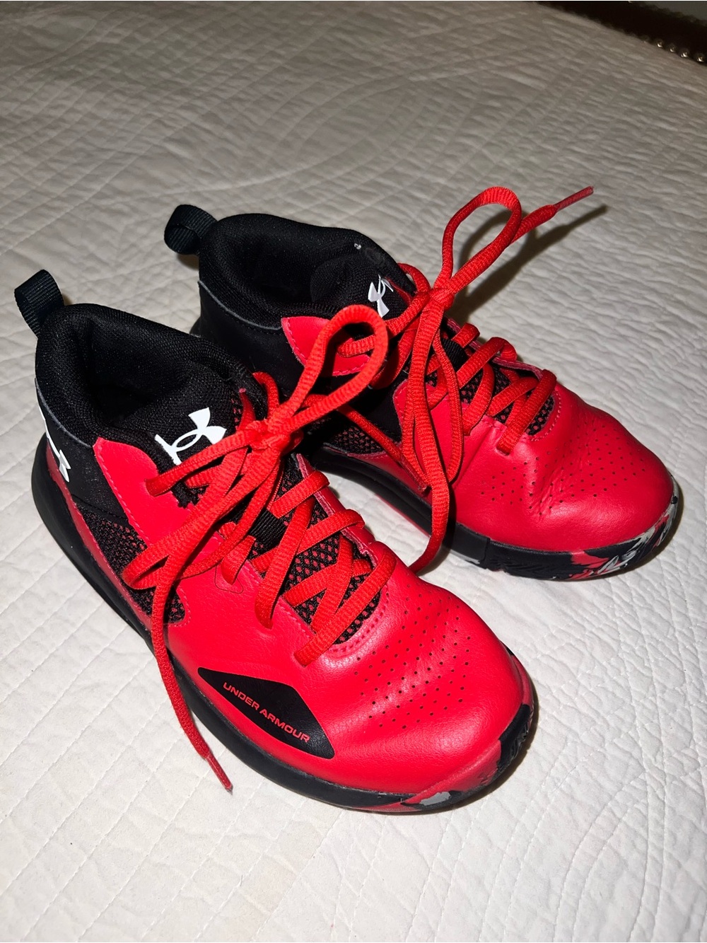 Under Armour Boys Red and Black Sneakers